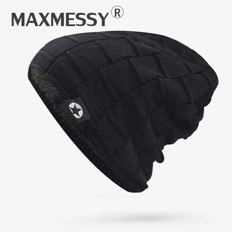 MAXMESSY Unisex Warmth Winter Hats Men Thicken Plus velvet Knitted Beanie Cap Soft Female Warm Cotton Hat ski Bonnet Caps N222 | Аксессуары