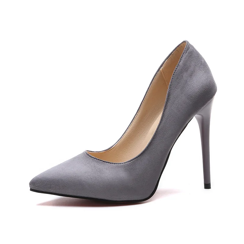 2021 Plus Size 44 Pumps Women Shoes Red Flock Slip-On Shallow Wedding Party Pointed Toe High Heels 11.5CM Pump Chaussures Femme | Обувь