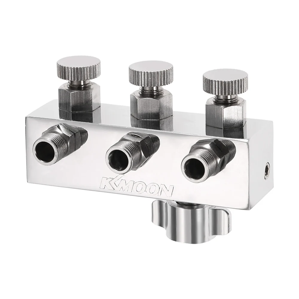 KKmoom High-quality 3-Way Airbrush Air Hose Splitter With Regulated Metering Manifold &amp 1/4 BSP Female Inlet Male Outlet | Инструменты