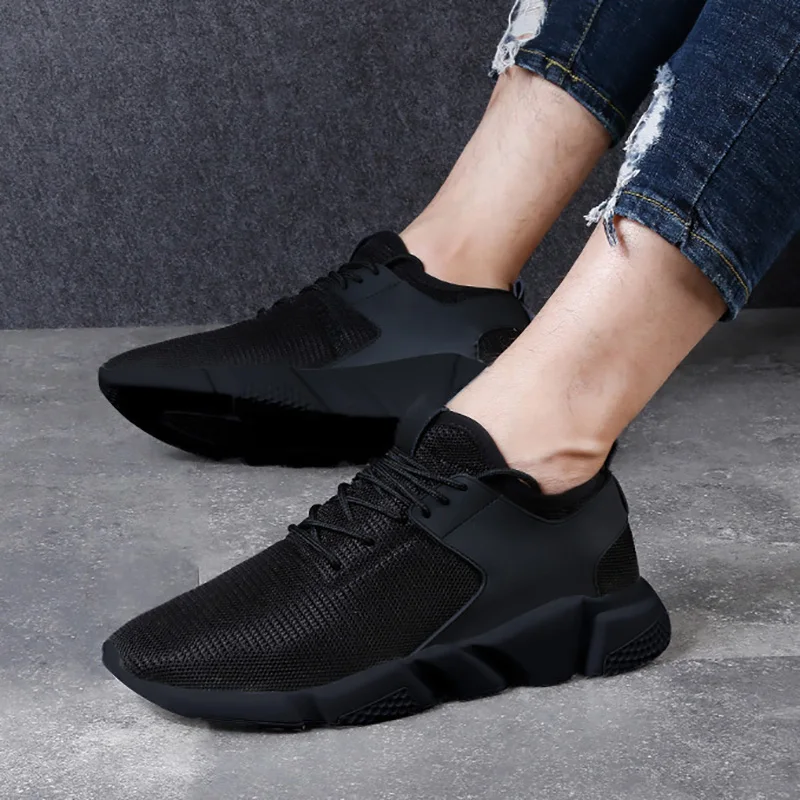 Легкие мужские кроссовки удобная Уличная обувь на шнуровке черный цвет