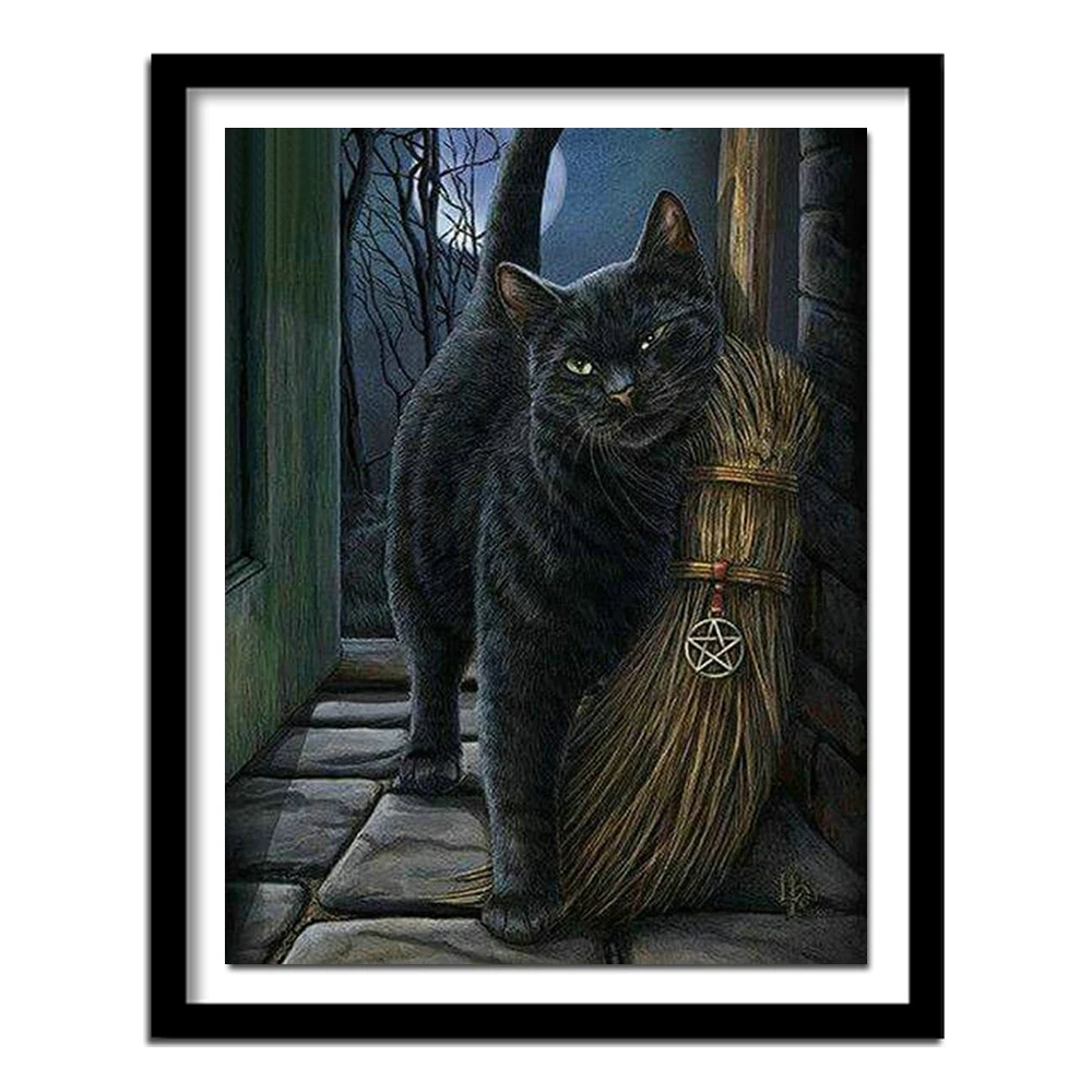 The black cats метла ручная работа алмазная вышивка квадратная Алмазная картина