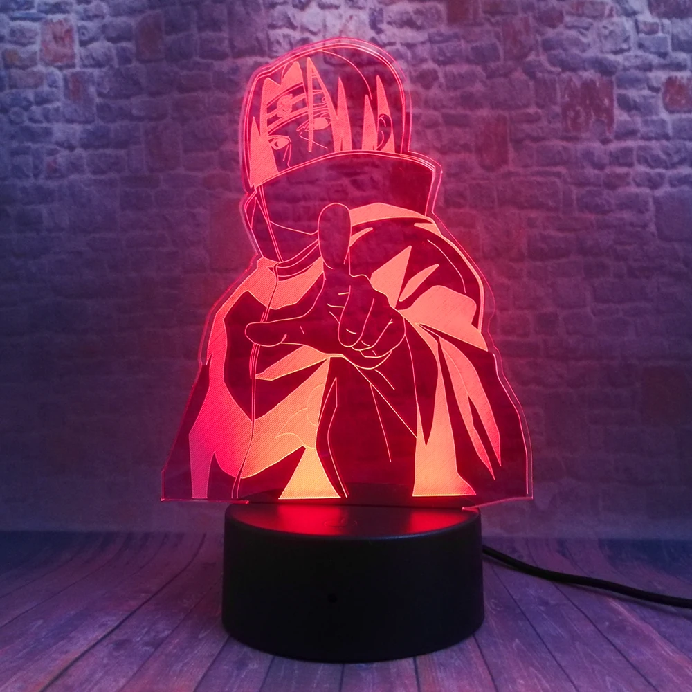 Ночник Naruto Kakashi Minato Uchiha Sasuke 7 цветов светодиодный прикроватный светильник 3D