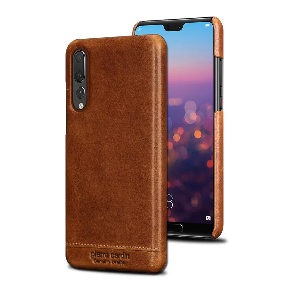 Pierre Cardin для Huawei P20 P30 Ретро стиль натуральная кожа жесткая задняя крышка