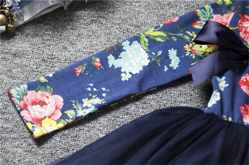 Cotton Long Sleeves Kids Casual Clothing Girls Flower Print Dress Little Princess Autumn Winter Party Ball Gown 3 5 8T | Детская одежда