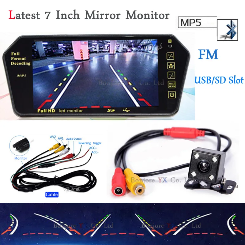 Koorinwoo 1024*600 7 ''TFT LCD Автомобильное Зеркало монитор Bluetooth/MP5 Usb/TF слот с