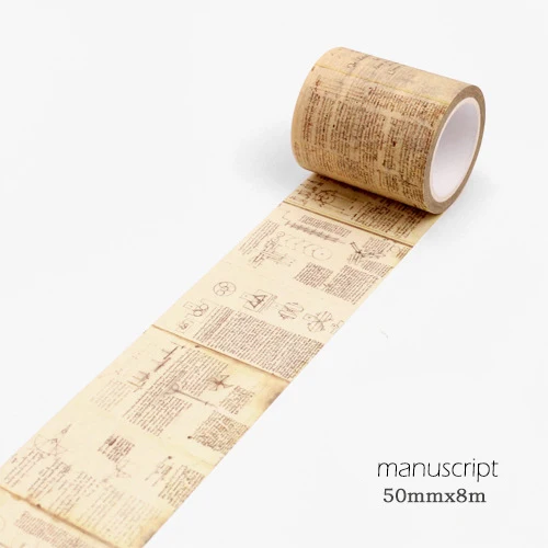 manuscript 50mm 15-80 см* 8 м Ретро газетная васи лента наклейки Скрапбукинг винтажная маскирующая лента школьные принадлежности пуля журнал Papeleria sl1141 - Цвет: manuscript 50mm