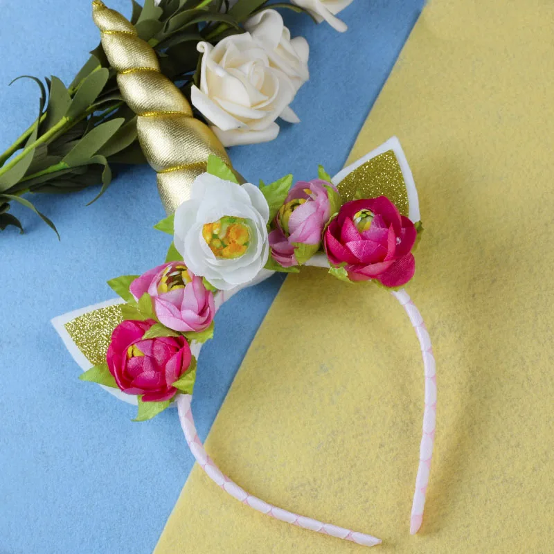 Glitter Unicorn Horns Headbands for Girls and Kids Headband Hair Accessories Flowers DIY Party | Детская одежда и обувь