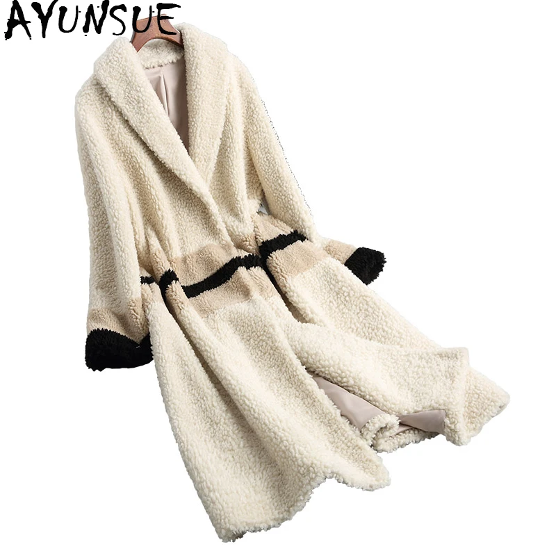 AYUNSUE/Новинка 2019 года зимняя куртка из овечьей шерсти для женщин пальто