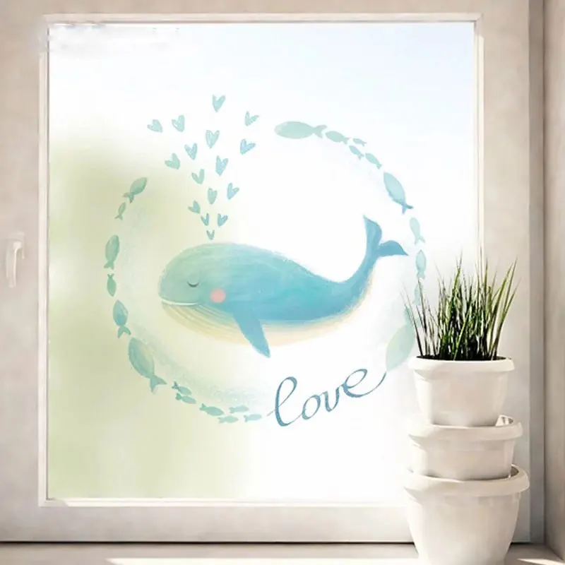 

Dolphins toning Custom size stickers electrostatic frosted stained glass window film Sliding door kids room static self-adhesive