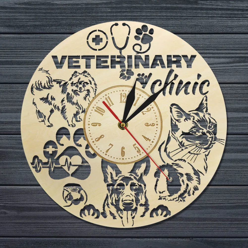 Pet ветеринарная клиника современные деревянные настенные часы домашний декорд в