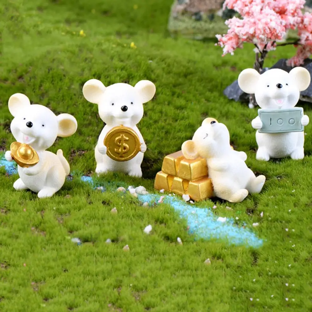 

Mini Shengxiao Figurine Resin Decoration Crafts Ingot Gold Coin Lucky Rat Animal Figurines Statue DIY Garden Table Ornament