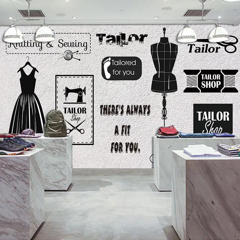 Настенные 3D обои в европейском стиле под заказ для магазина одежды офиса