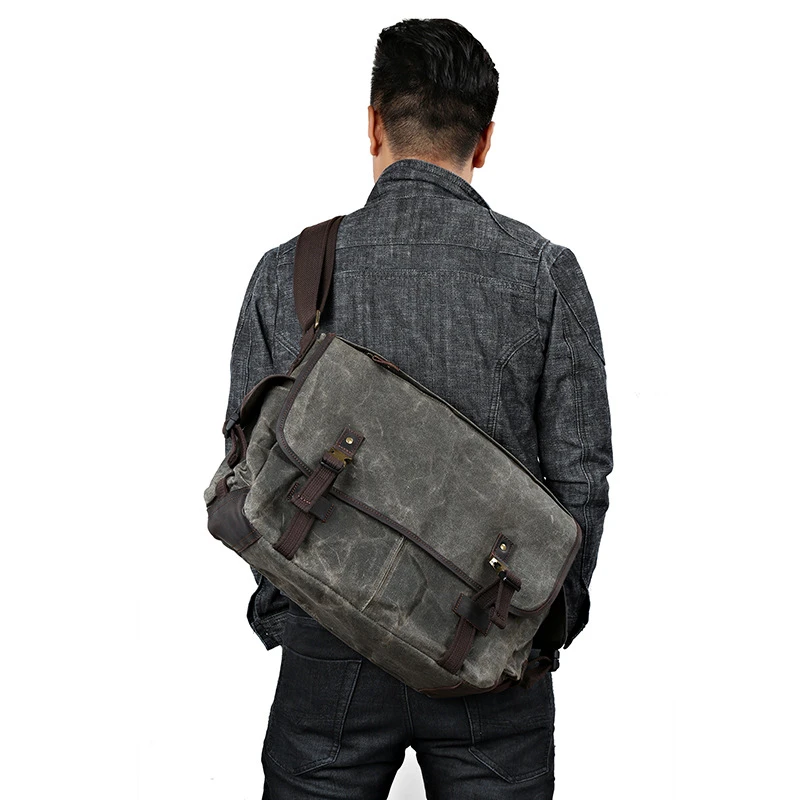 Мужская винтажная Вощеная холщовая сумка мессенджер мужские дорожные сумки