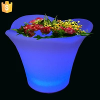 l32w32h28cm modern led lighting planter rechargeable color changing light up flower pots with remote control 10pcslot