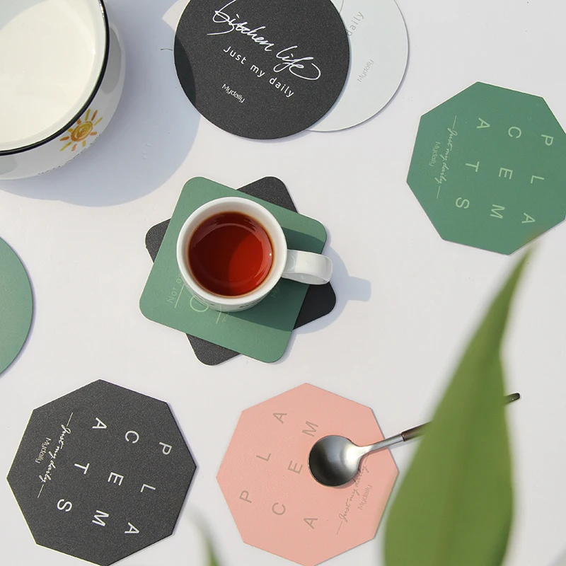 

Ins round stainless steel coaster creative metal insulation black teacup mat non-slip bowl mat
