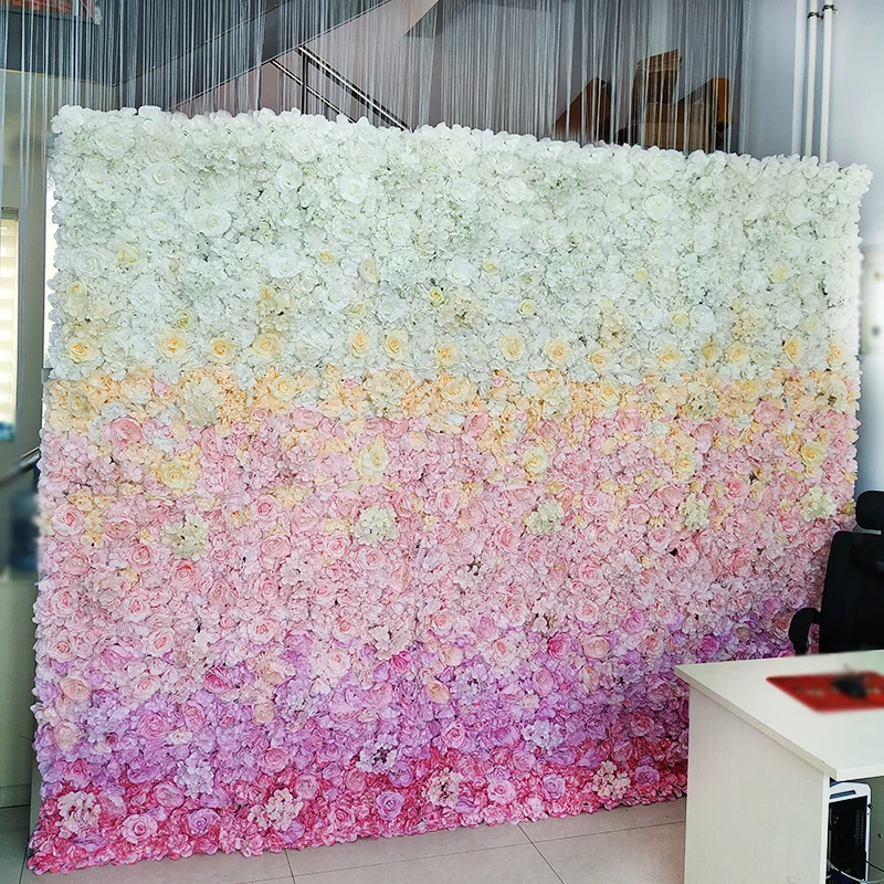 

Artificial Silk Rose Wall Wedding Background Peony Orchid Wedding Road Mall Background Wall Decoration