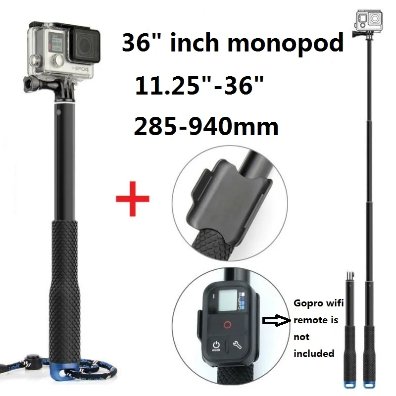 Выдвижной Телескопический монопод GoPro 36 дюймов + держатель с дистанционным