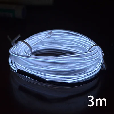 3 м/5 м автомобиля 12 В LED Холодные огни гибкий неон el wire авто лампы на автомобиль холодной полосы света линии интерьера разветвитель прикуривателя зажигалка Светодиодные холодные огни Гибкий Neon EL Car-styling - Испускаемый цвет: White-3m