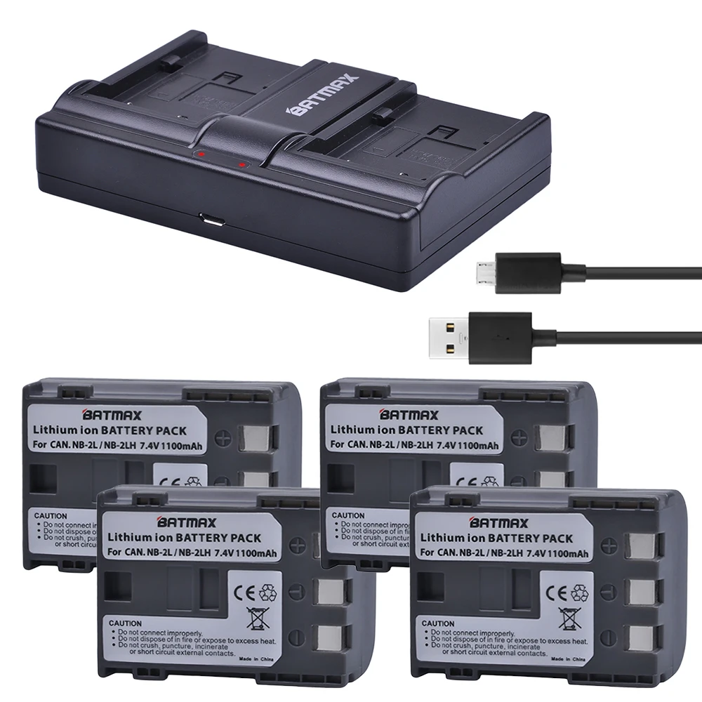 4 шт. NB 2L NB2L 2LH NB2LH батарея + USB двойное зарядное устройство для Canon 350D 400D G7 G9 S30 S40 z1 Kiss N