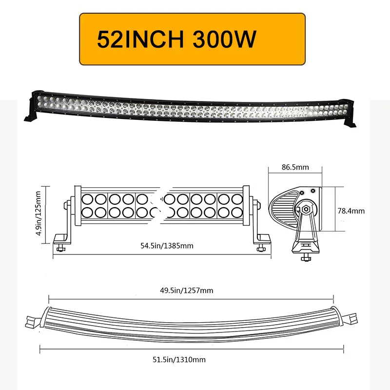 300W no wiring Auxtings 21 32 42 50 52 дюймов изогнутый СВЕТОДИОДНЫЙ светильник комбинированный 120 Вт 180 Вт 240 Вт 288 Вт 300 Вт для вождения внедорожника грузовика 4x4 SUV ATV 12 В 24 В - Цвет: 300W no wiring