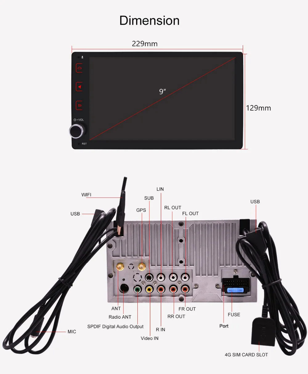 ARKRIGHT 9 ''4+ 64 ГБ Android 8,1 автомобильный Радио gps стерео для Toyota Corolla ips экран мультимедийный плеер 4G SIM карта