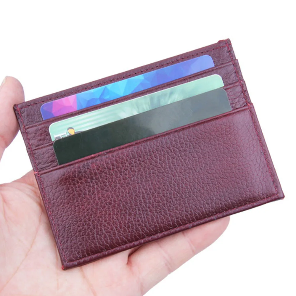 Мужской женский кошелек кожаный маленький ID кредитный держатель Тонкий