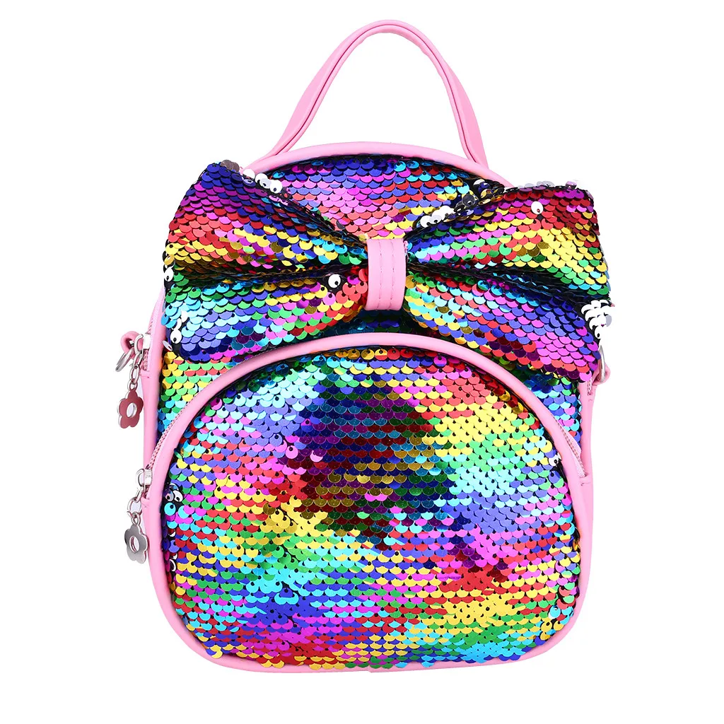 multicolor Детские школьная сумка, очаровательные модные блестки бант Повседневные детские плечи сумка Детский рюкзак мальчик девочка Школьные сумки подарок для детей рюкзак - Цвет: multicolor