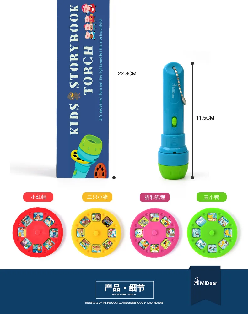 Children's Fairy Tale Projector Interesting Flashlight Lighting Toys imagination kids story book torch little theatre bedtime | Игрушки и