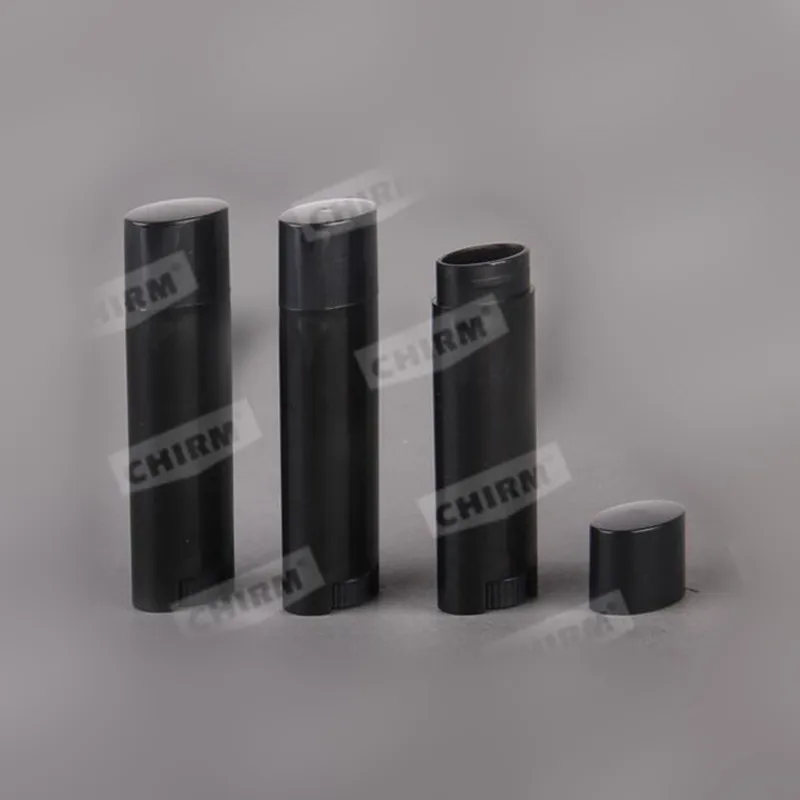 

100Pcs/lot Full Black Oval Lip Balm Tube 0.15oz Transparent Deodorant Container Lotion Bar Twist Empty Lipstick