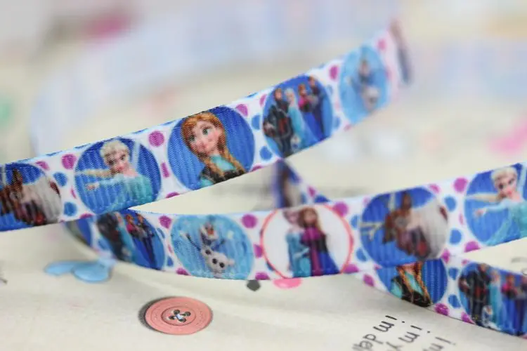 DHK 3/8 ''5 ярдов Анна Эльза напечатанные ленты для волос лук diy вечерние украшения OEM 9 мм C1267