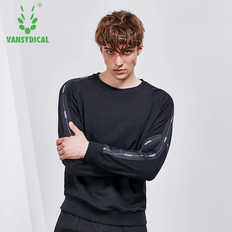 Vansydical Autumn Winter Fitness Running Sports Tops Men's Long Sleeve O-Neck Pullovers Sportswear Exercise Training Sweater | Спорт и