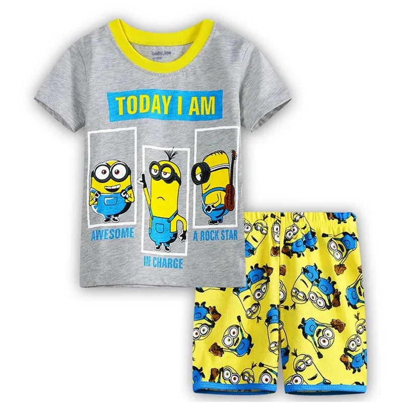 Minions Pajamas Suits Baby Girls Sleepwear Boys Cotton Pyjamas Kid Cartoon Nightwear Toddler Clothing Set Soft Children | Детская одежда