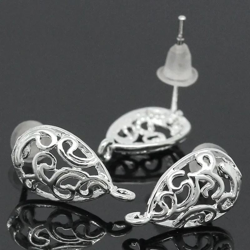 MJARTORIA 10 шт. медные фотоэлементы полые капли воды посеребренные 15x13 мм сделай сам