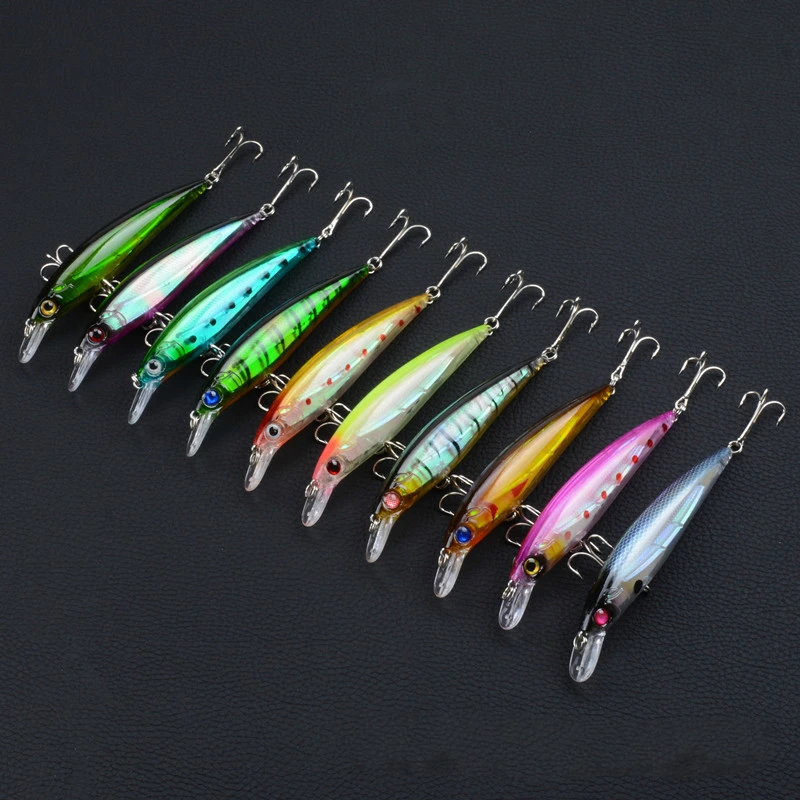 

10Pcs/Lot Minnow Fishing Lure Laser Hard Artificial Bait Kit 3D Eyes 11cm/13.4g Fishing Wobblers Crankbait Minnows Pesca