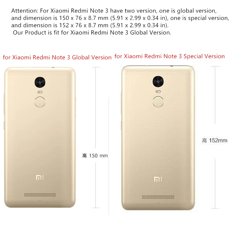 Защитный чехол для Xiaomi Redmi Note 3/ 3 Pro металлический корпус задней и батарей 150 мм с
