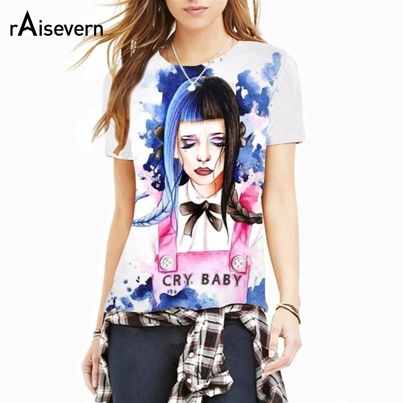 Модная 3D футболка Raisevern милый мультяшный дизайн мелини Мартинеса принт плача