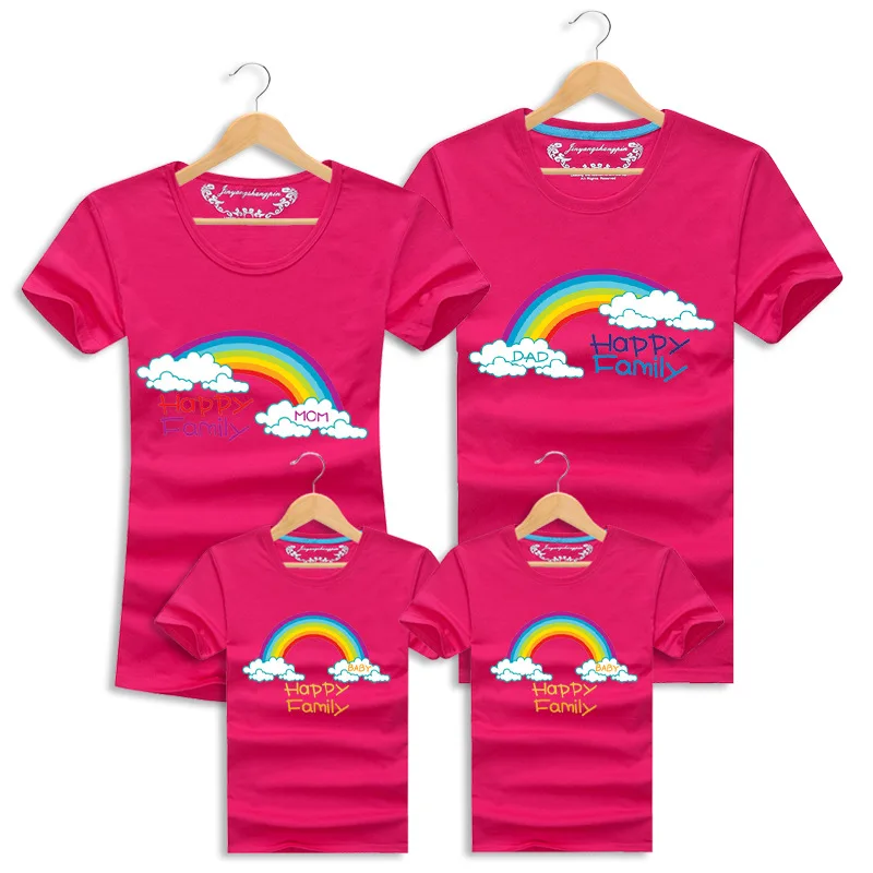 Семьи сопоставления одежда Родитель-ребенок Случайный Наряд розовый радуга