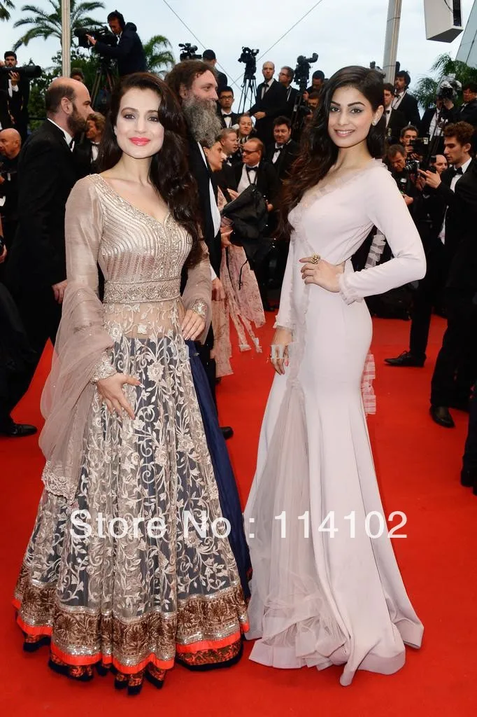 Inspired by 2013 Cannes Festival Saadet Aksoy Prom Celebrity Dress Pearl Pink Long Sleeve Beaded Floor Length Evenging | Свадьбы и