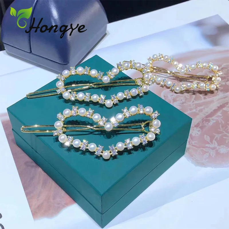 Заколки для волос Hongye с пресноводной жемчужиной девочек 4 вида стилей модные