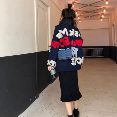 Женский костюм с толстовкой буквенным принтом комплект из 2 предметов юбкой XL