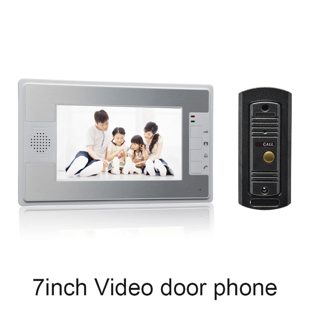 

wired video door phone 7 inch lcd color display night vision camera talk back intercom doorbell unlock