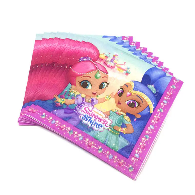 Shimmer and Shine тематические кружки, тарелки, салфетки 83 шт. Детские вечерние украшения для вечеринки на день рождения для 10 человек