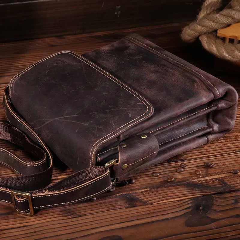 Сумка мессенджер через плечо Crazy Horse из натуральной кожи мужская повседневная