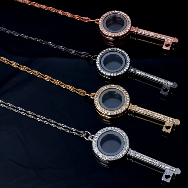 Ключ плавающий медальон смешанный цвет живого магнита памяти стеклянный Шарм