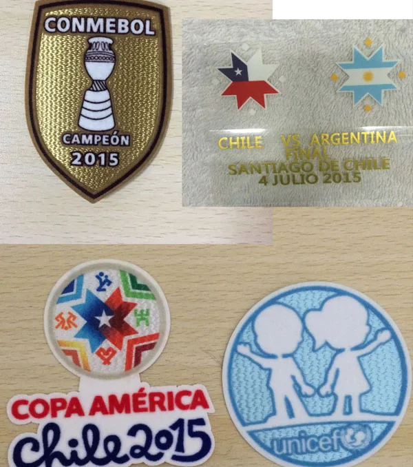 FULLSET 3 Chile Copa America Final Match Details Chile vs Argentina Copa America And Unicef patch CHile Conmebol Campeon Patch - Цвет: FULLSET 3