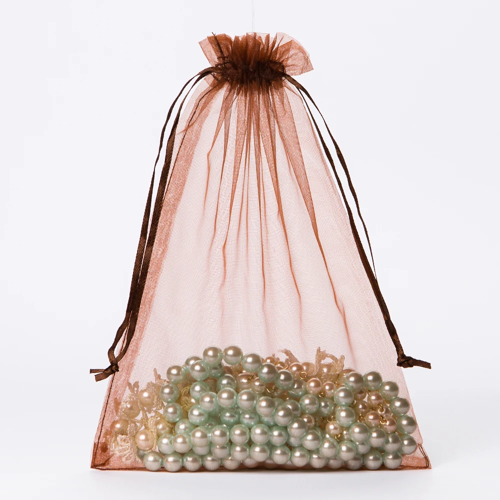 

Brown Organza Gift Pouch 9x12cm(3 4/8"x4 6/8") Baby Shower Birthday Party Wedding Favor Holder Jewelry Packaging Drawstring Bag