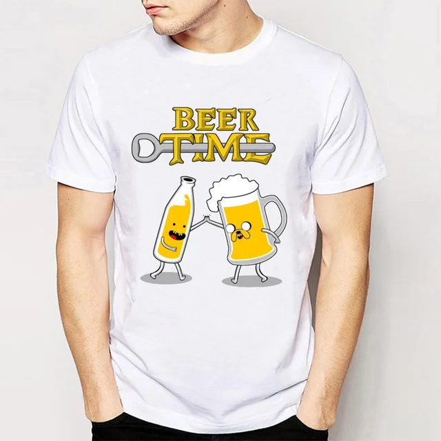Новинка 2017 весна лето модная мужская футболка с коротким рукавом и надписью Beer time