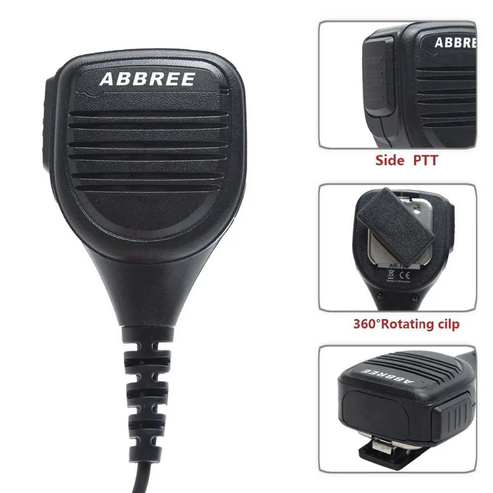 Abbree AR-760 2 Pin PTT дистанционный непромокаемые Динамик микрофон для радио Kenwood TYT Baofeng иди и болтай Walkie Talkie “иди и UV-5R 888S UV-82 uv-s9 радио