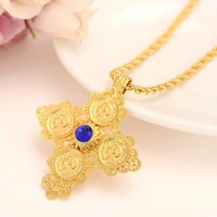 coin cross pendants italian rope necklaces red green blue solitaire 14 k yellow solid gold gf exquisite jewelry gift boxed