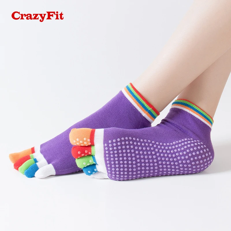 CrazyFit 2018 носки для йоги Нескользящие хлопковые спортивные пилатеса с пятью